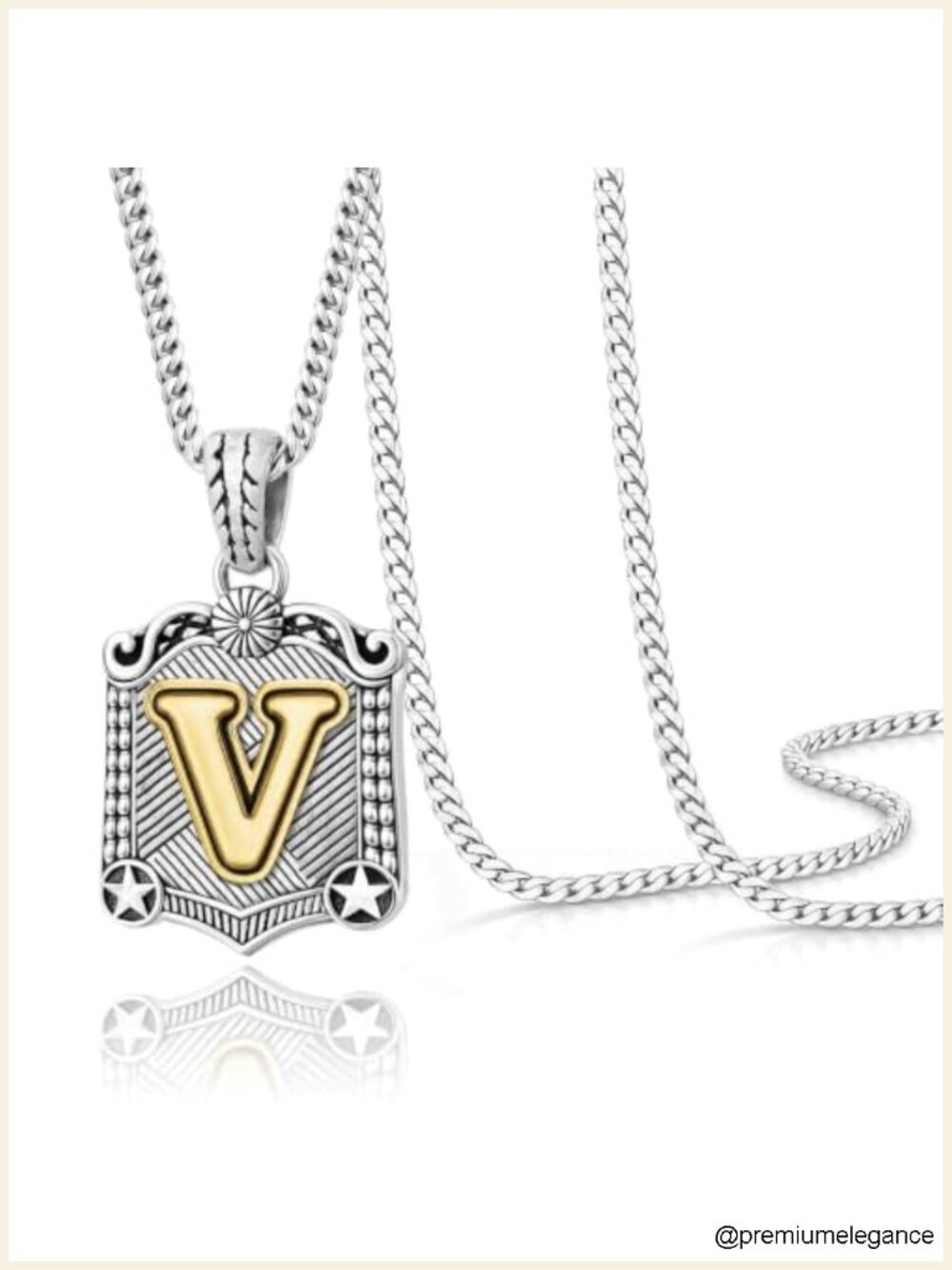 Western Letter Necklace with 14K Gold Plated and Silver Plated Chain, Two-Toned